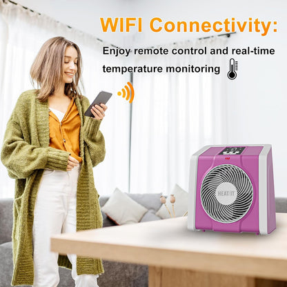 Space Heater with Remote, Digital Display with Thermostat, Pink