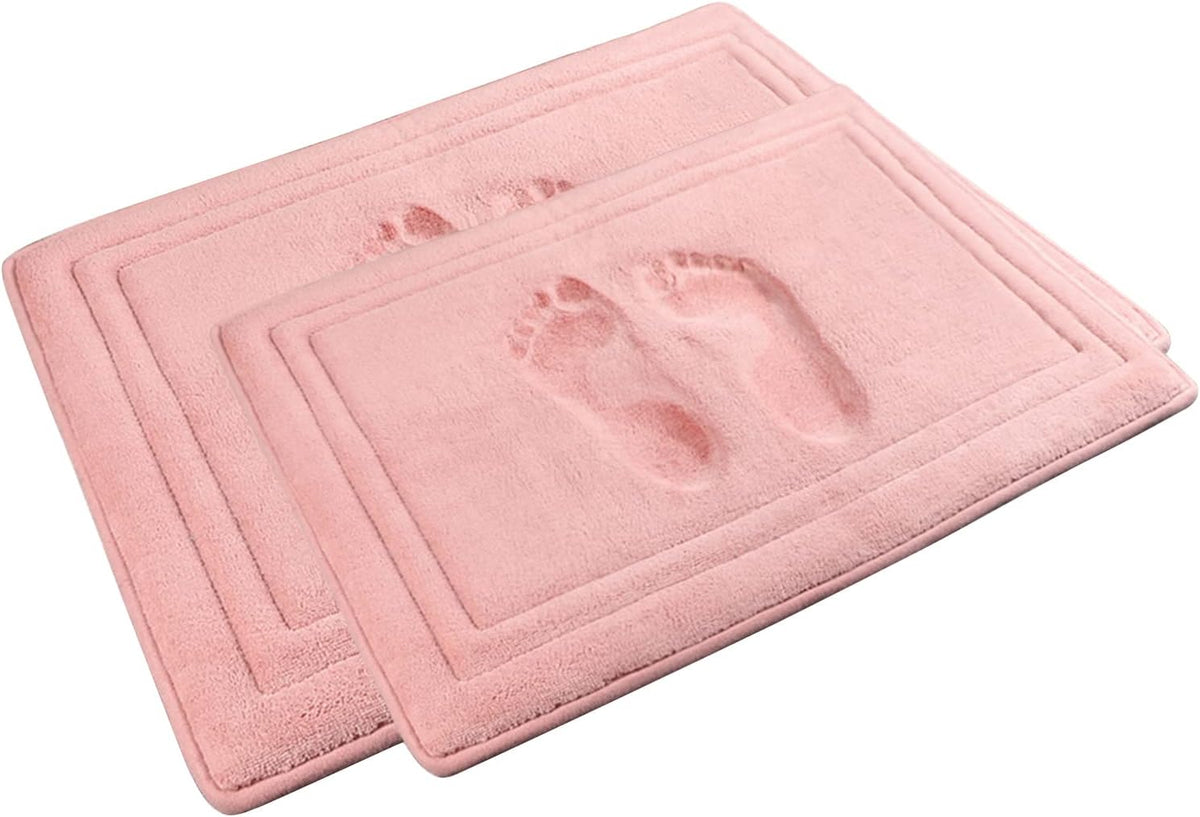 Light Pink Bathroom Rug Set 2 Piece Memory Foam Microfiber Bath Mat