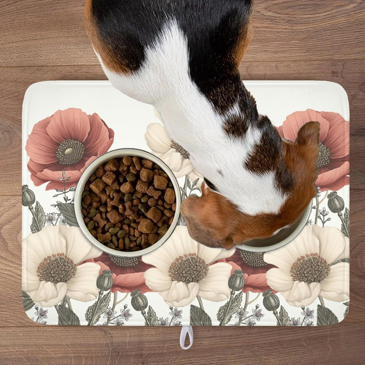 Floral Dish Drying Mat for Kitchen Counter 24x18 Inch Beige Pink Big Flower Drying Mat with Absorbent Reversible Microfiber Season Spring Dish Drainer Mats Rack Pad for Coffee Countertop Protector