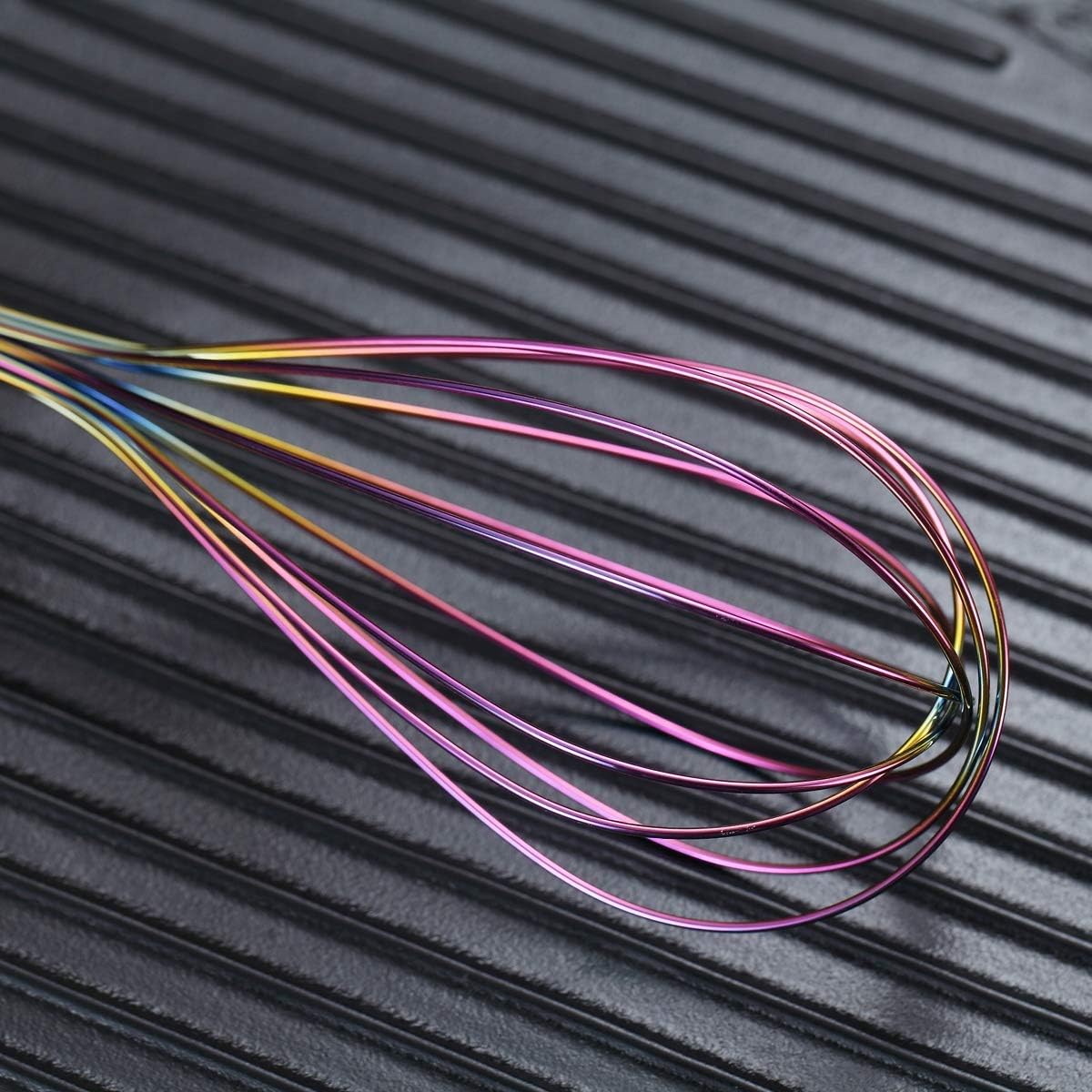Colorful Whisks Set - Stainless Steel 8" Gold, 10" Rose Gold, 12" Rainbow Wire Whisks for Cooking