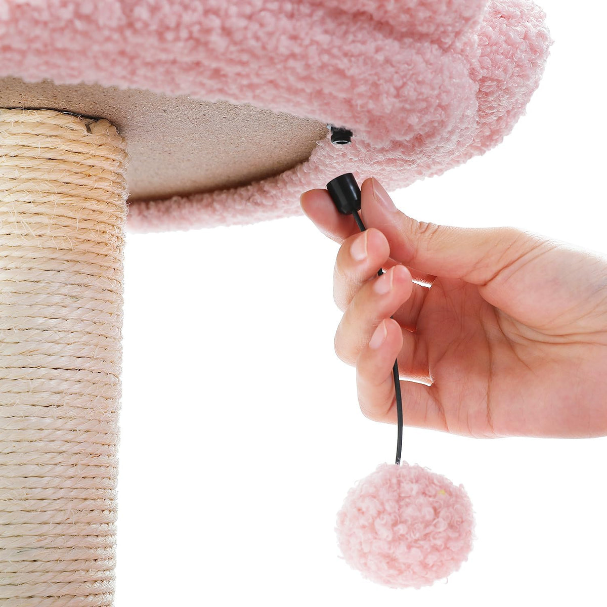 Flower Cat Tree, 36.6" Pink Cat Tower with Sisal Scratching Posts for Indoor Cats, Large Hammock, Condo and Pink Top Perch for Kittens, Fluffy Ball, Blue