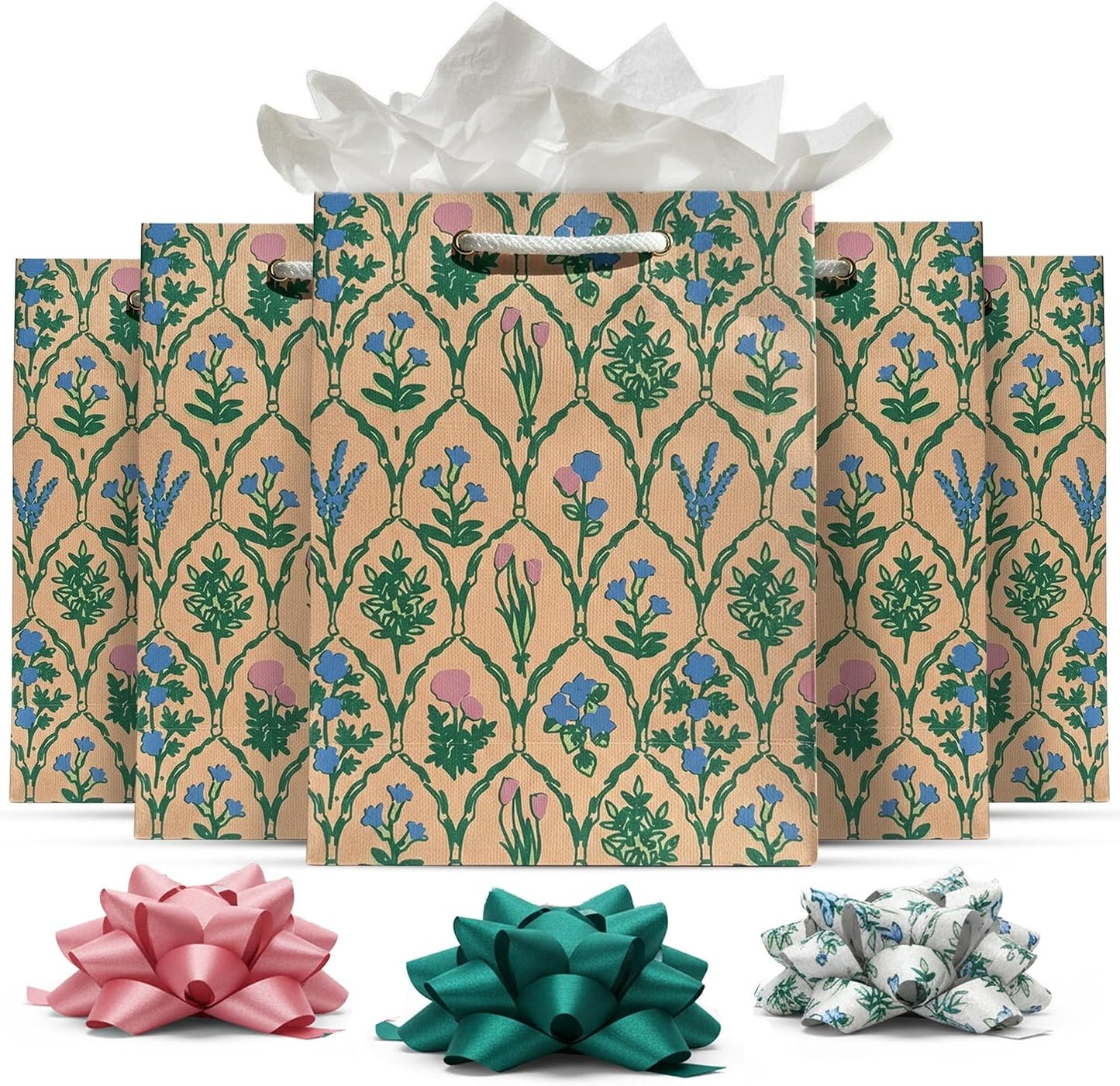 Decoy Galleries Eco-Friendly Handmade Paper Gift Bags – 100% Cotton & Reusable | Elegant, Premium Quality for Weddings, Birthdays & Parties (Peach, Small | Pack of 5)