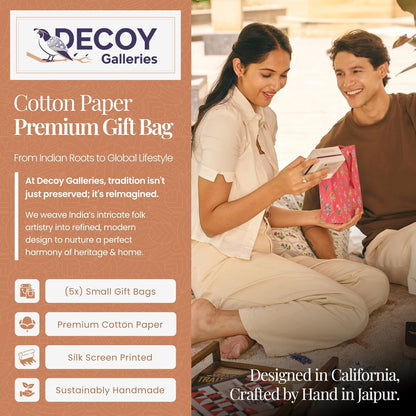 Decoy Galleries Eco-Friendly Handmade Paper Gift Bags – 100% Cotton & Reusable | Elegant, Premium Quality for Weddings, Birthdays & Parties (Peach, Small | Pack of 5)