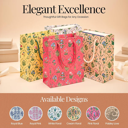 Decoy Galleries Eco-Friendly Handmade Paper Gift Bags – 100% Cotton & Reusable | Elegant, Premium Quality for Weddings, Birthdays & Parties (Peach, Small | Pack of 5)