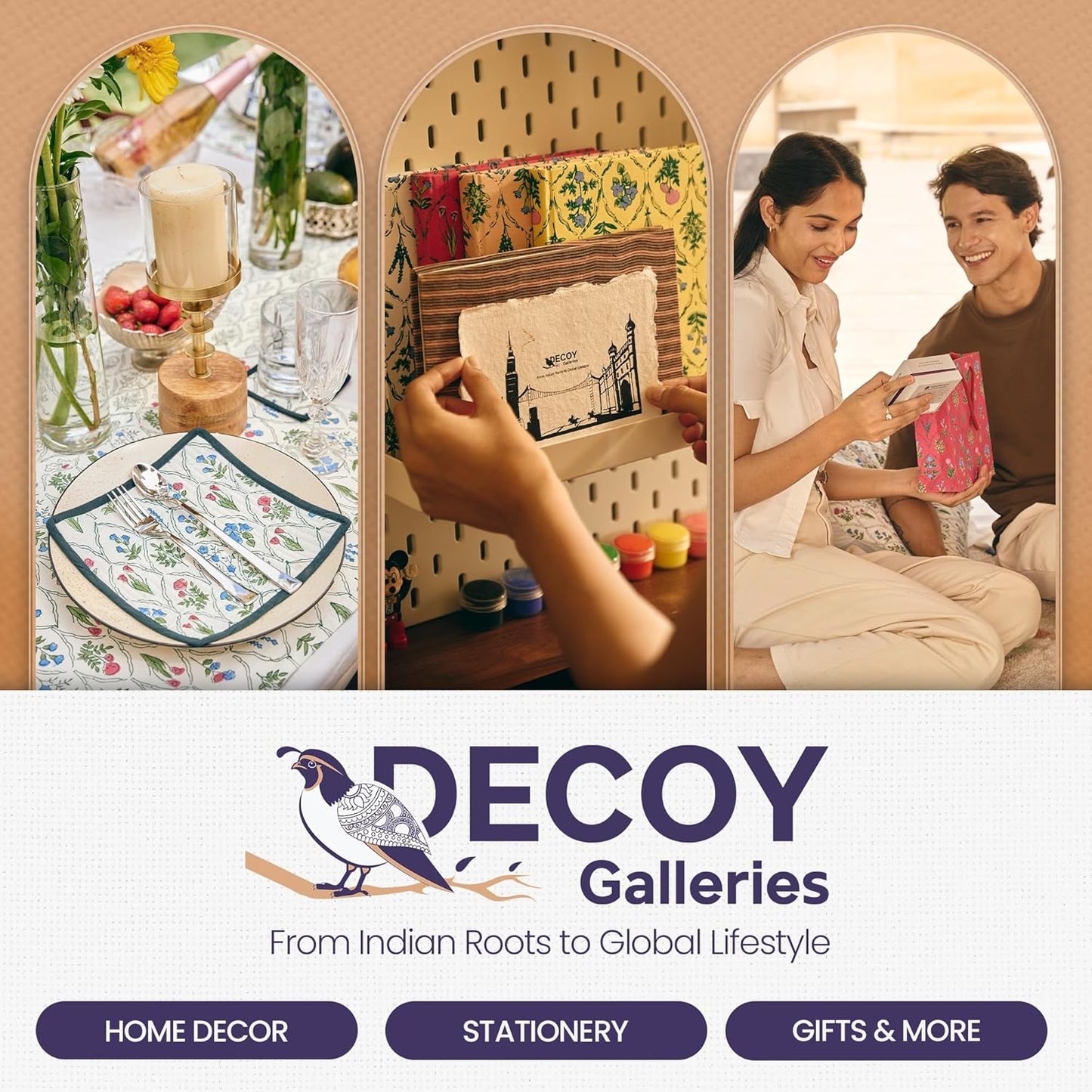 Decoy Galleries Eco-Friendly Handmade Paper Gift Bags – 100% Cotton & Reusable | Elegant, Premium Quality for Weddings, Birthdays & Parties (Peach, Small | Pack of 5)