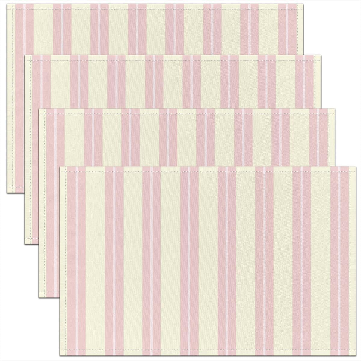 Moder Pink Striped Placemats Set of 4,Classic Vertical Stripe Table Place Mats for Kids Boys Girls,Modern Abstract Placemat Geometric Minimalist for Kitchen Dining Table Decoration 12"x18"