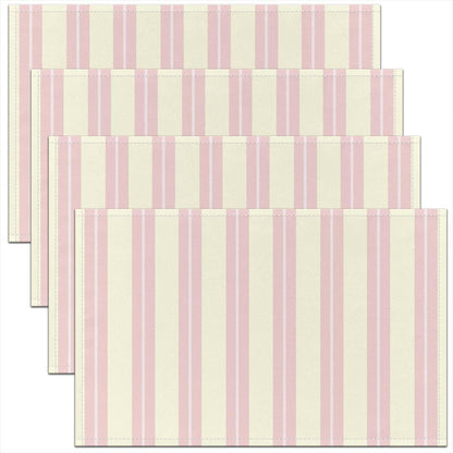 Moder Pink Striped Placemats Set of 4,Classic Vertical Stripe Table Place Mats for Kids Boys Girls,Modern Abstract Placemat Geometric Minimalist for Kitchen Dining Table Decoration 12"x18"