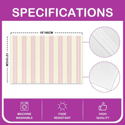 Moder Pink Striped Placemats Set of 4,Classic Vertical Stripe Table Place Mats for Kids Boys Girls,Modern Abstract Placemat Geometric Minimalist for Kitchen Dining Table Decoration 12"x18"