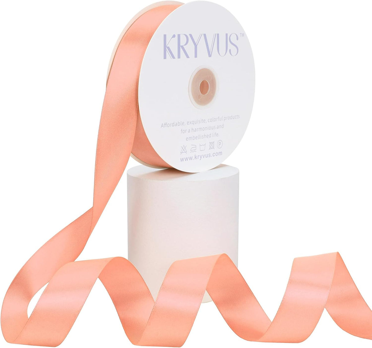Peach Satin Ribbon, Double Faced 1 Inch X 50 Yards Peach Ribbon, Premium Satin Ribbons for Gift Wrapping, Crafts, Hair Bow Making, Sewing, Flower Bouquet, Wedding Party Decor