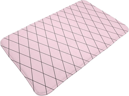 Bathroom Rugs Non Slip Washable - Checkered Pink Pattern Print Kitchen Mats for Floor, Area Rugs for Entryway Mats Indoor, Laundry Bathroom Room Door Rug with Rubber Backing 20 x 31.5 Inch