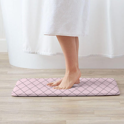 Bathroom Rugs Non Slip Washable - Checkered Pink Pattern Print Kitchen Mats for Floor, Area Rugs for Entryway Mats Indoor, Laundry Bathroom Room Door Rug with Rubber Backing 20 x 31.5 Inch