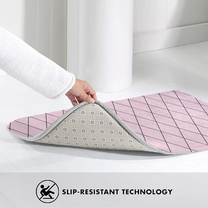 Bathroom Rugs Non Slip Washable - Checkered Pink Pattern Print Kitchen Mats for Floor, Area Rugs for Entryway Mats Indoor, Laundry Bathroom Room Door Rug with Rubber Backing 20 x 31.5 Inch