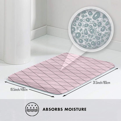 Bathroom Rugs Non Slip Washable - Checkered Pink Pattern Print Kitchen Mats for Floor, Area Rugs for Entryway Mats Indoor, Laundry Bathroom Room Door Rug with Rubber Backing 20 x 31.5 Inch