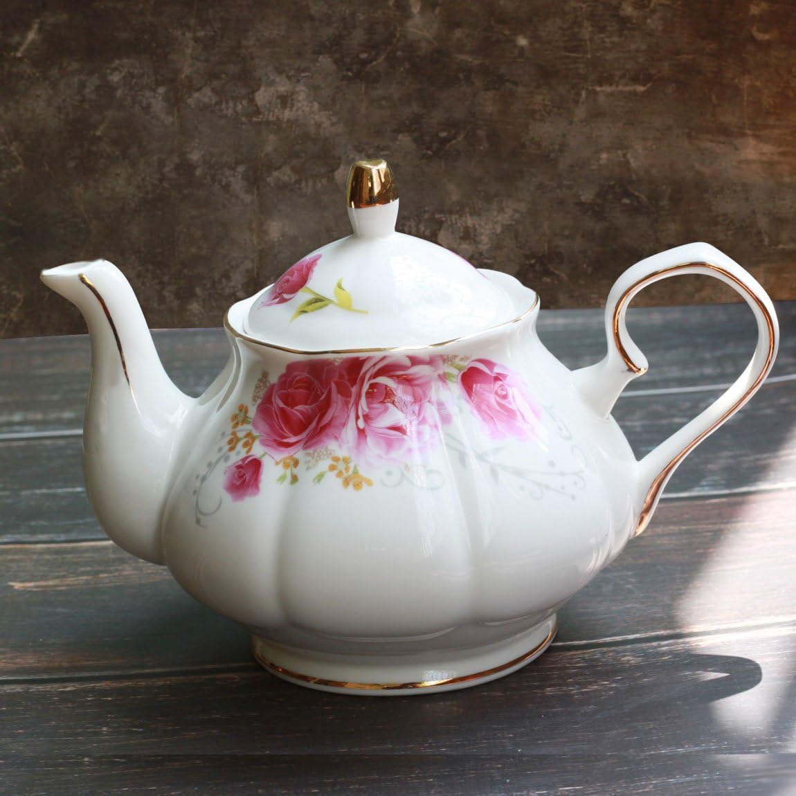 Tea Pot Handmade Ceramic Flowers (Pink)