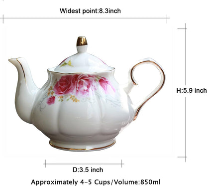 Tea Pot Handmade Ceramic Flowers (Pink)