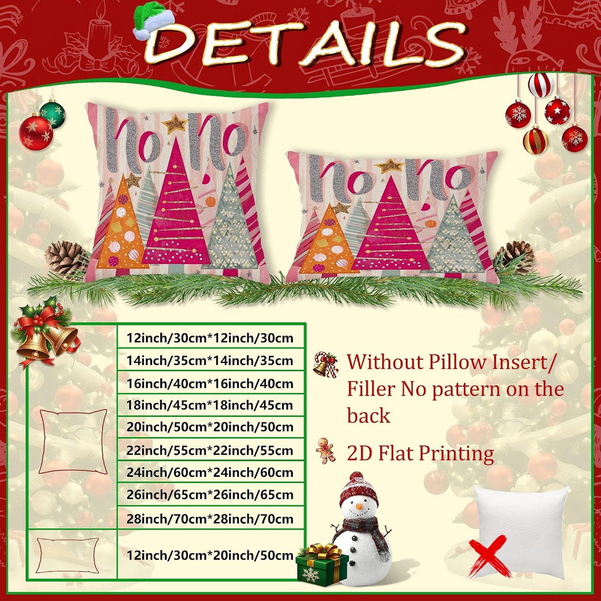 Christmas Trees Throw Pillow Covers, Festive Playful Stars Polka Dots Xmas Peach Soft Velvet Washable Cover Decorative Pillows for Living Room Bed Office Sofa Chair Decor 18x18 Inch