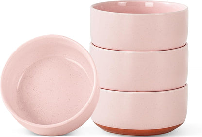 28 OZ Ceramic Cereal Bowls Set, 6 Inch, Set of 4, Elegant Pink