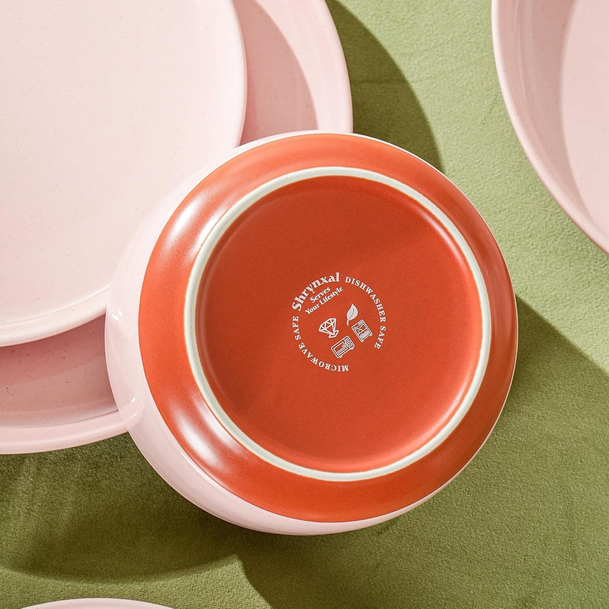 28 OZ Ceramic Cereal Bowls Set, 6 Inch, Set of 4, Elegant Pink
