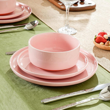 28 OZ Ceramic Cereal Bowls Set, 6 Inch, Set of 4, Elegant Pink