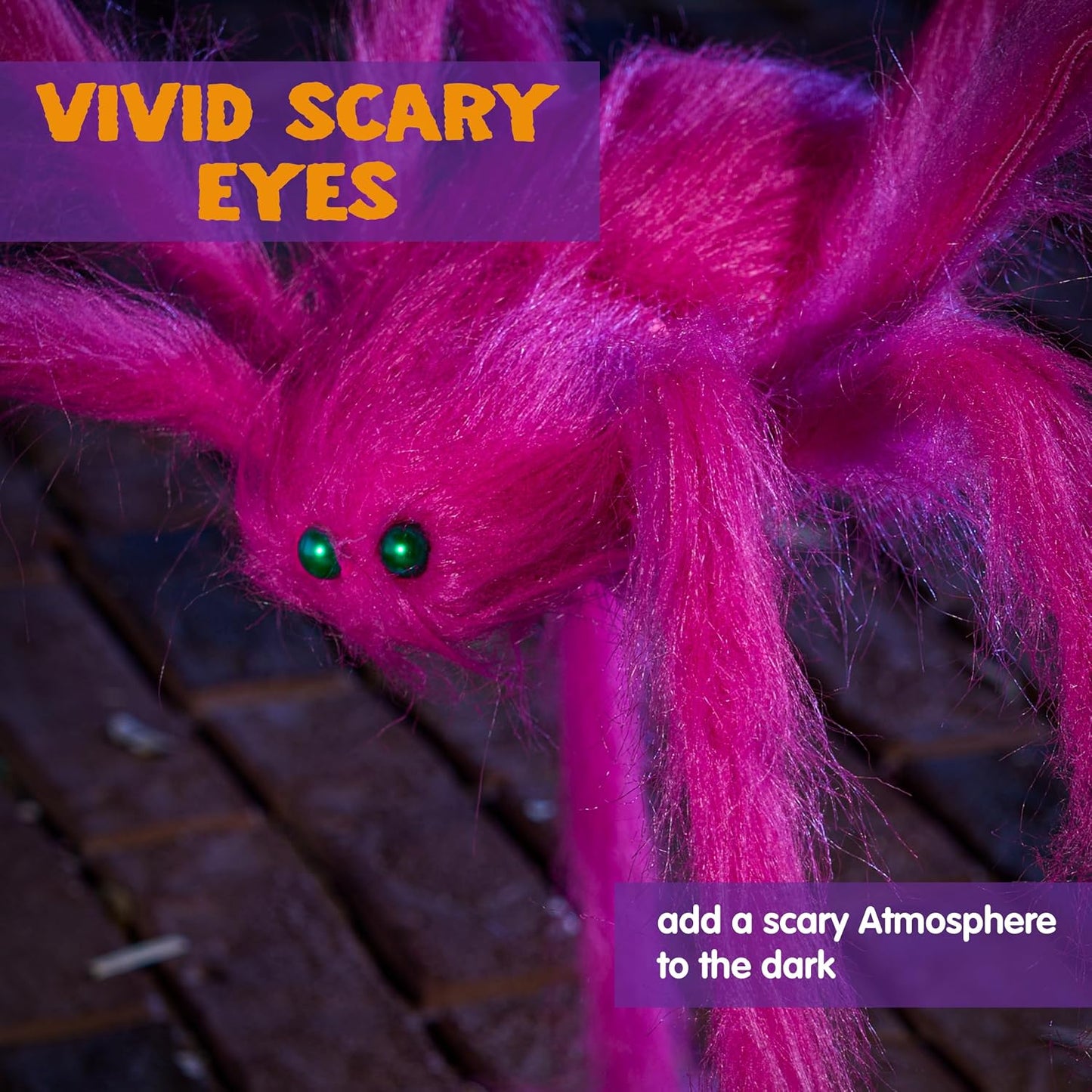 2 Pack 5 Ft Halloween Outdoor Decorations Hairy Pink Spider, Scary Giant Spider, Fake Large Haunted House Props, Halloween Yard Lawn Decorations Party Indoor Decor.
