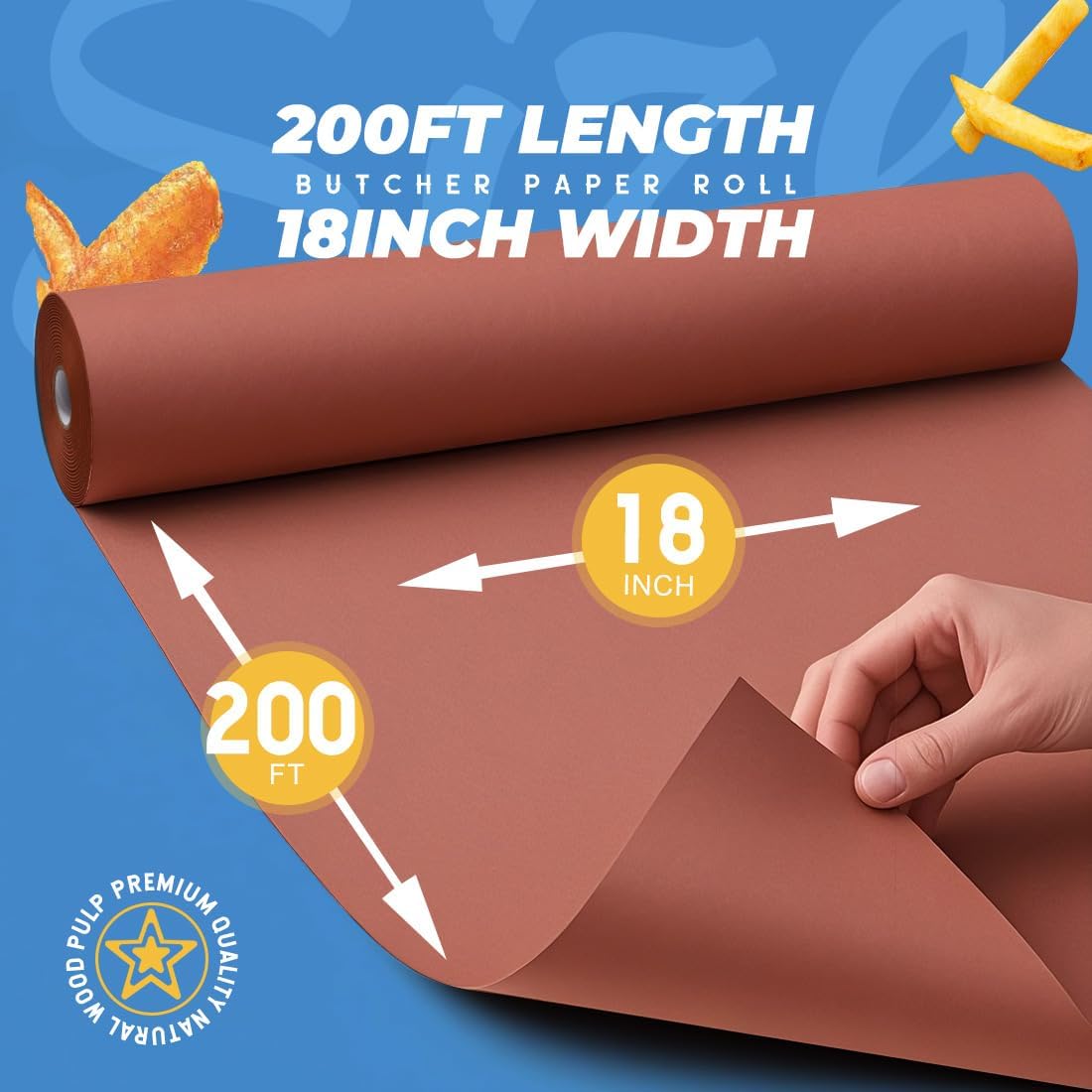 18" x 200' (2400") Pink Butcher Paper Roll for Smoker BBQ Grilling Smoking Meat Unbleached Uncoated Unwaxed Peach (Pink, 18" x 200')