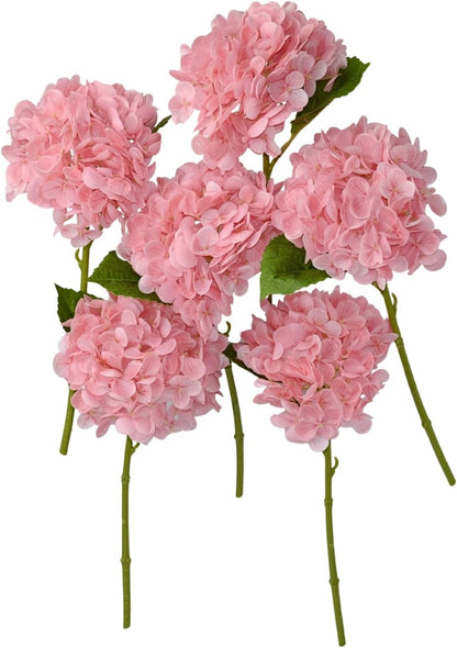 6 Pack 12.6" Pink Real Touch Latex Hydrangea Artificial Flowers, Faux Hydrangeas for Mother's Day Wedding Baby Girl Shower Home Decoration Party Centerpieces DIY Bouquets