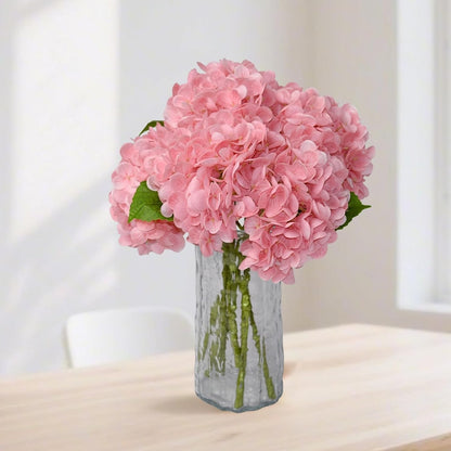 6 Pack 12.6" Pink Real Touch Latex Hydrangea Artificial Flowers, Faux Hydrangeas for Mother's Day Wedding Baby Girl Shower Home Decoration Party Centerpieces DIY Bouquets