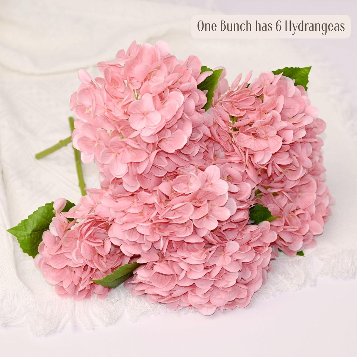 6 Pack 12.6" Pink Real Touch Latex Hydrangea Artificial Flowers, Faux Hydrangeas for Mother's Day Wedding Baby Girl Shower Home Decoration Party Centerpieces DIY Bouquets