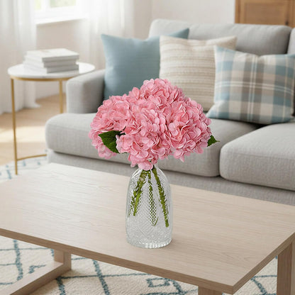6 Pack 12.6" Pink Real Touch Latex Hydrangea Artificial Flowers, Faux Hydrangeas for Mother's Day Wedding Baby Girl Shower Home Decoration Party Centerpieces DIY Bouquets