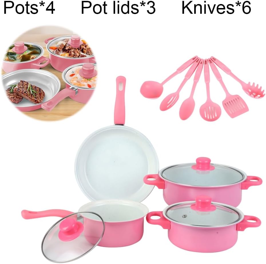 Non Stick Pots and Pans Set 13 Piece, Induction Cookware with Lids & Utensils, Nonstick Saucepan Frying Pan Soup Pots, Stackable Stone Coating Cookware for Induction Cooktop Only (Not for Gas)