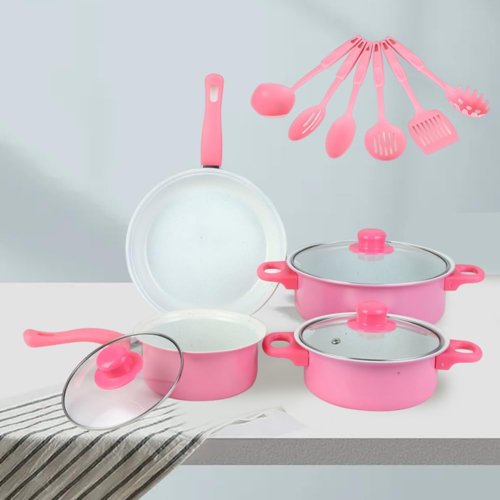 Non Stick Pots and Pans Set 13 Piece, Induction Cookware with Lids & Utensils, Nonstick Saucepan Frying Pan Soup Pots, Stackable Stone Coating Cookware for Induction Cooktop Only (Not for Gas)