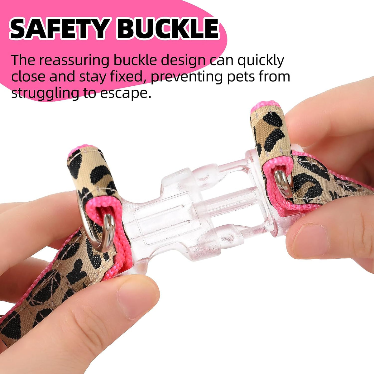 Leopard Dog Harness Collar Leash Set, Adjustable No Pull Dog Halter Harness for Small Breed Dogs, Easy Control for Training Walking (Pink, XS Chest 9"-15", Neck 8"-12")