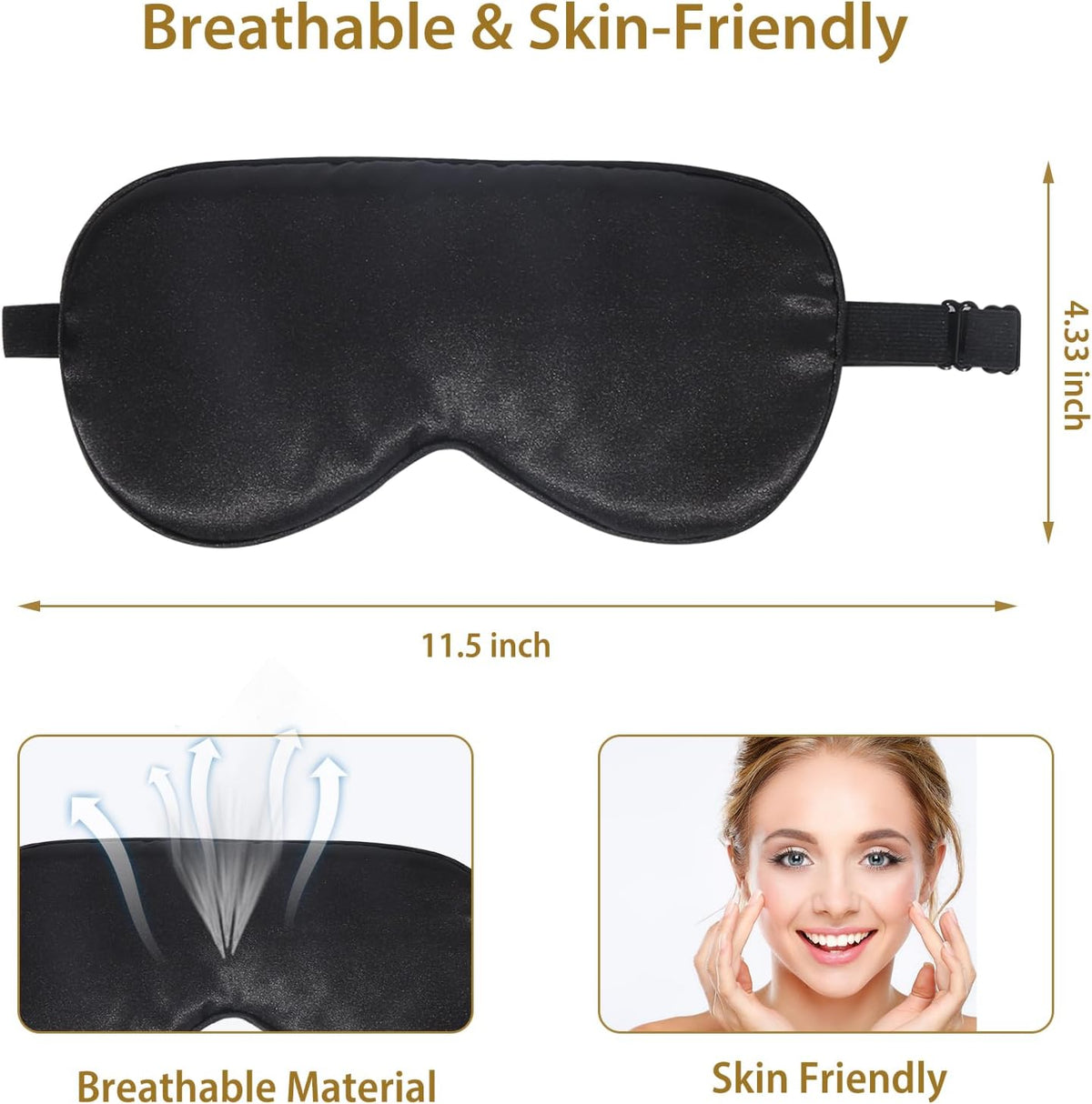 4 Pack Silk Sleep Mask, Blackout Eye Mask with Adjustable Strap