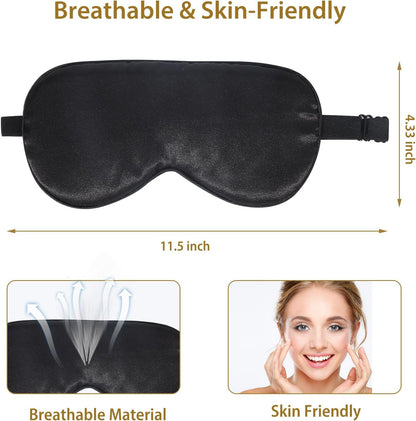 4 Pack Silk Sleep Mask, Blackout Eye Mask with Adjustable Strap