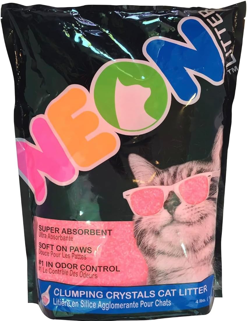 NEON Clumping Silica Gel Crystal Cat Litter, Pink