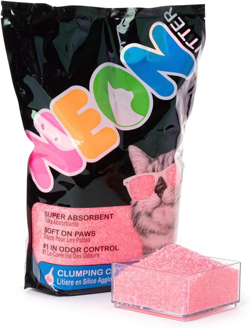 NEON Clumping Silica Gel Crystal Cat Litter, Pink