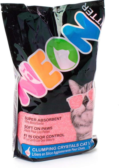 NEON Clumping Silica Gel Crystal Cat Litter, Pink