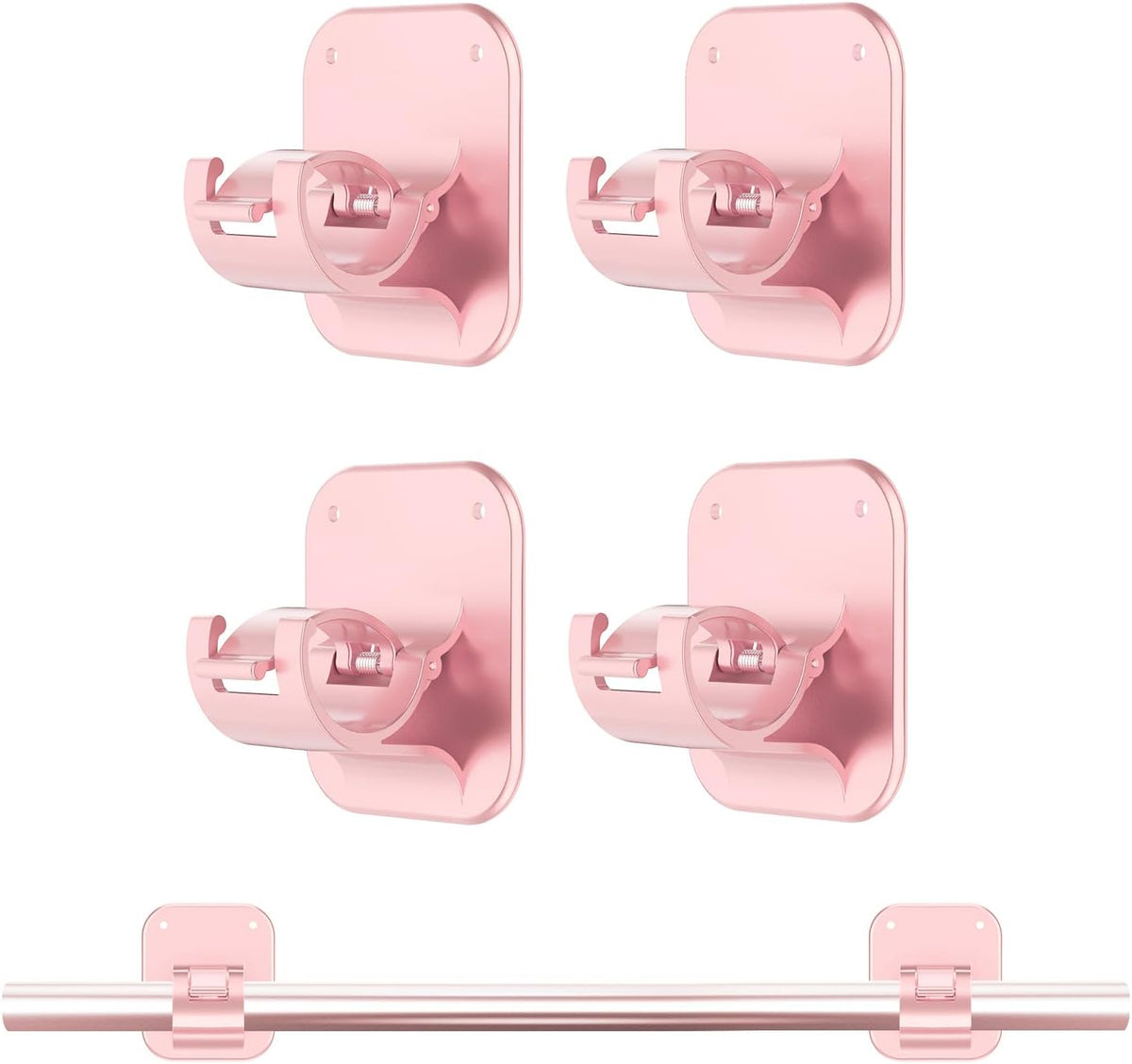 No Drill Curtain Rod Brackets-20LB, 4 Pack Self Adhesive Curtain Rod Holder