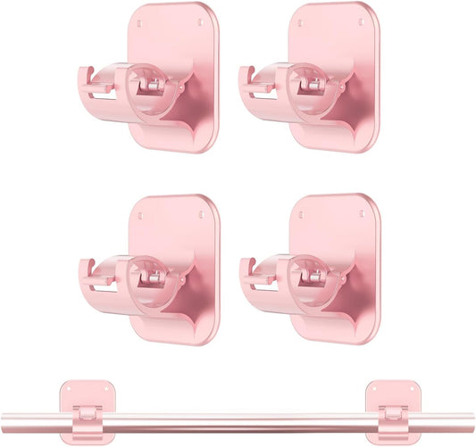 No Drill Curtain Rod Brackets-20LB, 4 Pack Self Adhesive Curtain Rod Holder