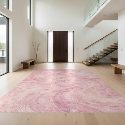 4'x6' Machine Wash Ready Abstract Abstract Area Rug, Pastel Chair-Friendly & Snag-Free Skid-Resistant Medium Carpet for Home Office, Gaming Room, Under Desk | 2117031