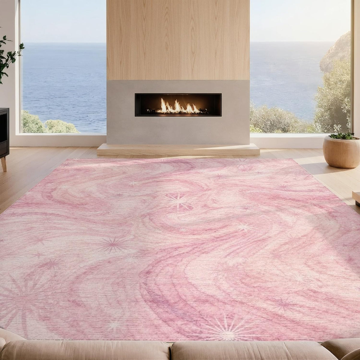 4'x6' Machine Wash Ready Abstract Abstract Area Rug, Pastel Chair-Friendly & Snag-Free Skid-Resistant Medium Carpet for Home Office, Gaming Room, Under Desk | 2117031