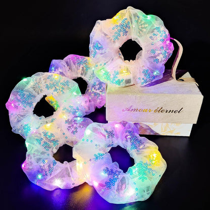 Light Up Scrunchies, Hair Accessories for Girls & Women with Gift Box, Rave Accessories LED Hair Tie for Birthday, Glow in The Dark Party Favors - Gifts for Girls Daughter, Niece, Granddaughter