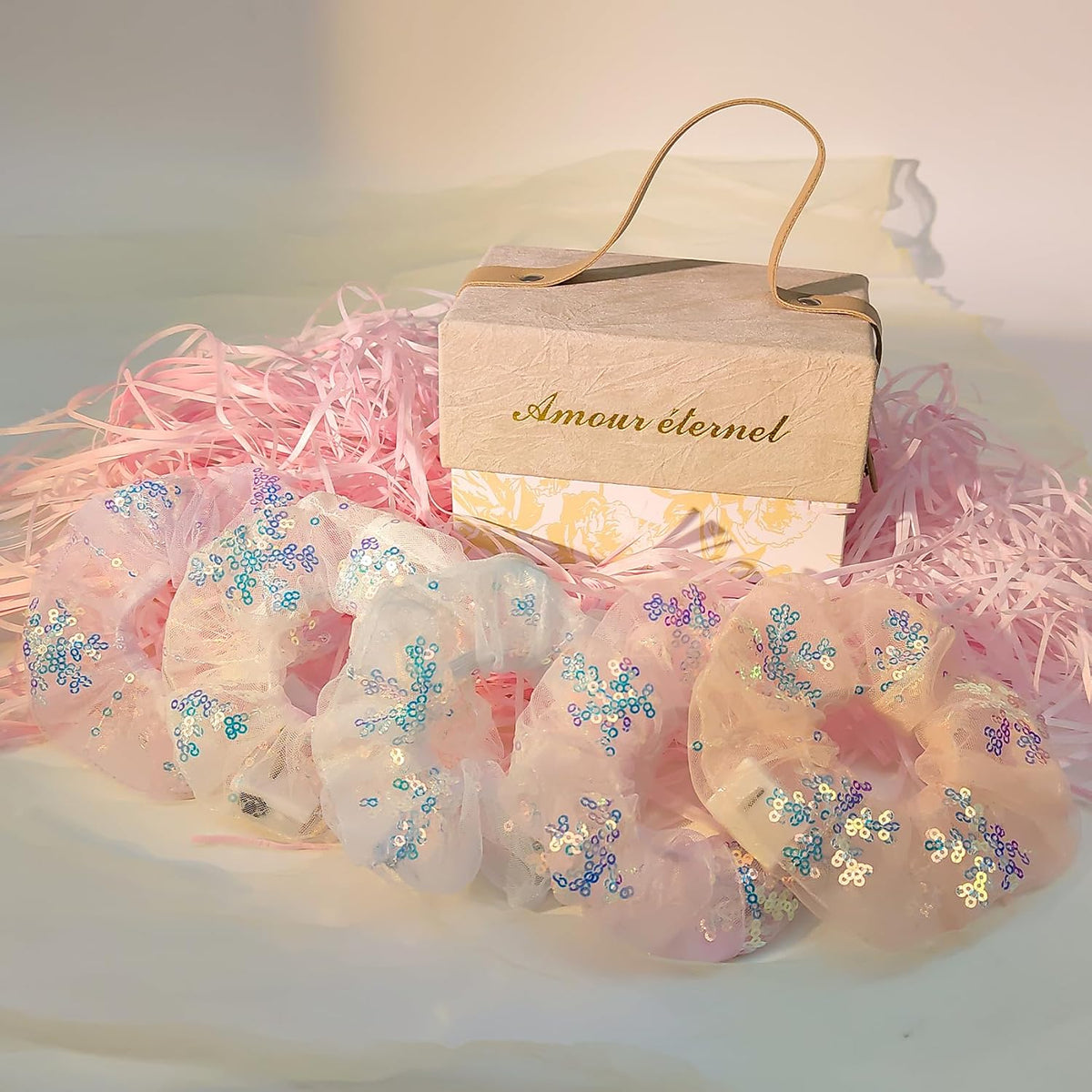 Light Up Scrunchies, Hair Accessories for Girls & Women with Gift Box, Rave Accessories LED Hair Tie for Birthday, Glow in The Dark Party Favors - Gifts for Girls Daughter, Niece, Granddaughter