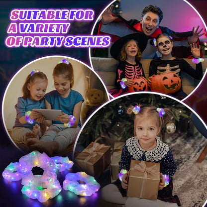Light Up Scrunchies, Hair Accessories for Girls & Women with Gift Box, Rave Accessories LED Hair Tie for Birthday, Glow in The Dark Party Favors - Gifts for Girls Daughter, Niece, Granddaughter