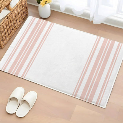 Non Slip Bath Mat for Bathroom Floor Tub, Minimalist Pink Striped Line on White Bathroom Rug Water Absorbent Soft Shaggy Rugs Indoor Doormats Vertical Lines Mats,16x24in