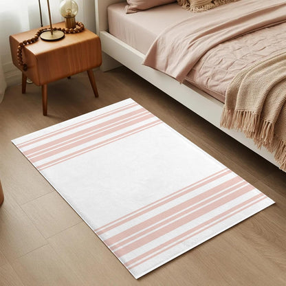 Non Slip Bath Mat for Bathroom Floor Tub, Minimalist Pink Striped Line on White Bathroom Rug Water Absorbent Soft Shaggy Rugs Indoor Doormats Vertical Lines Mats,16x24in
