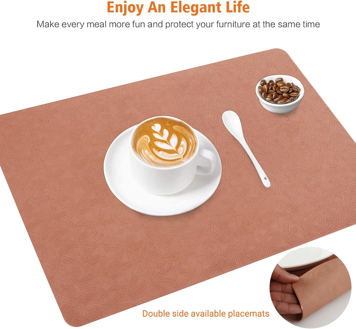 Coral Vinyl Placemats Set of 12 Waterproof Wipeable Table Mats