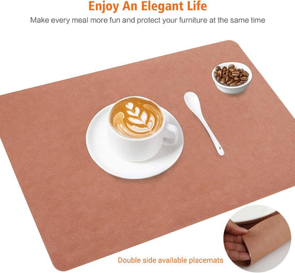 Coral Vinyl Placemats Set of 12 Waterproof Wipeable Table Mats
