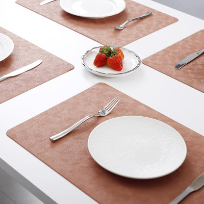 Coral Vinyl Placemats Set of 12 Waterproof Wipeable Table Mats