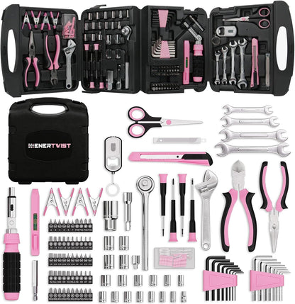 189 PCS Pink Tool Kit, Household Hand Repair Tool Set Ideal Gif